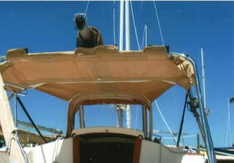 Canvas Country dodger on Eclipse - cockpit view - Photo of Com-Pac Eclipse sail boat